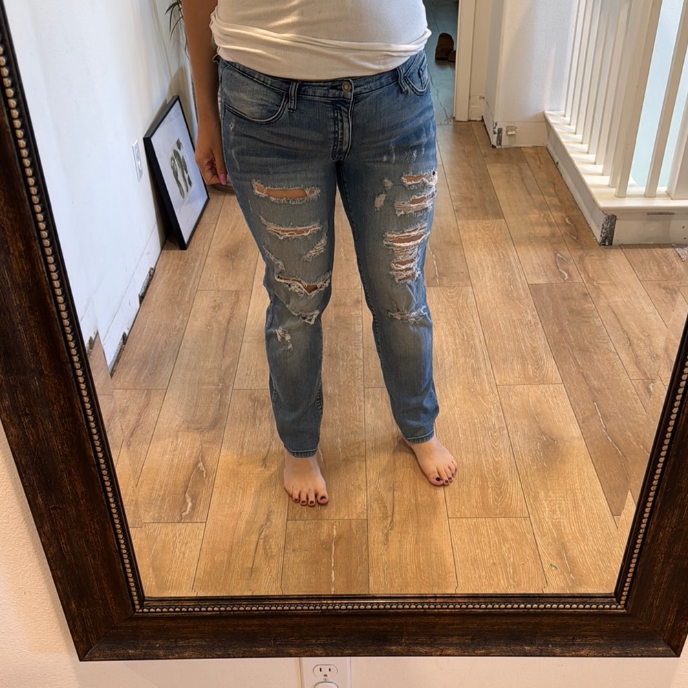 Distressed Blue Jeans